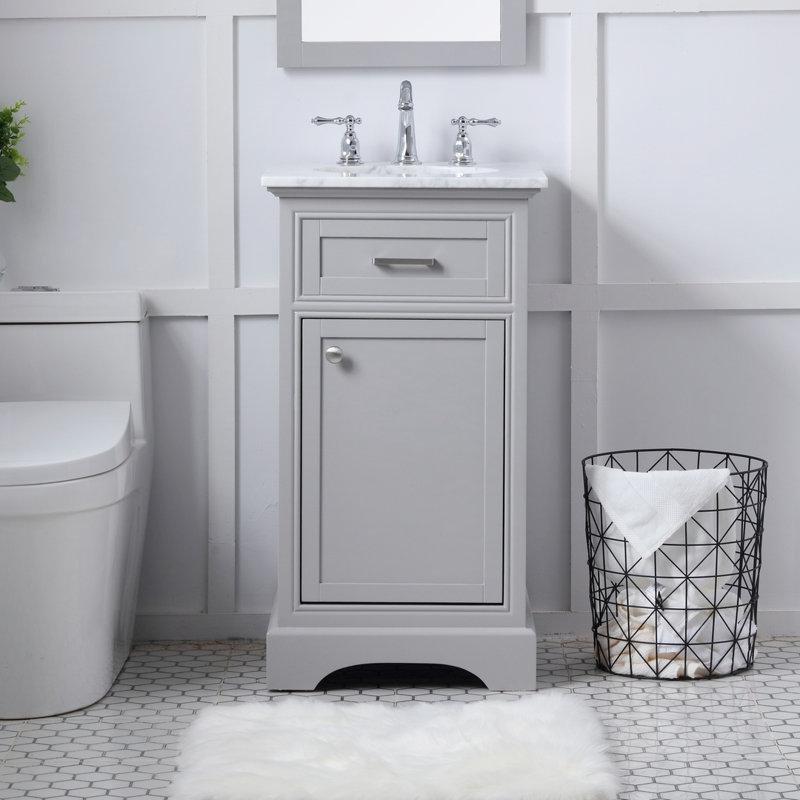 Carrara Mermer Tezgahlı Masif Ahşap Ayaklı Banyo Lavabo Dolabı - 49 cm - 200572