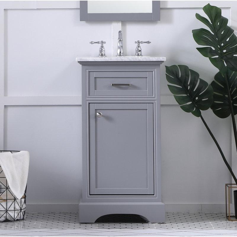 Carrara Mermer Tezgahlı Masif Ahşap Ayaklı Banyo Lavabo Dolabı - 49 cm - 200572