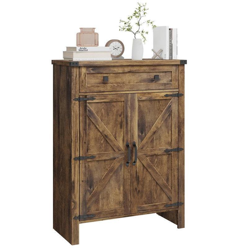 Çekmeceli ve Çift Kapaklı Ahşap Ayakkabılık Dolabı - 81 cm - 229924
