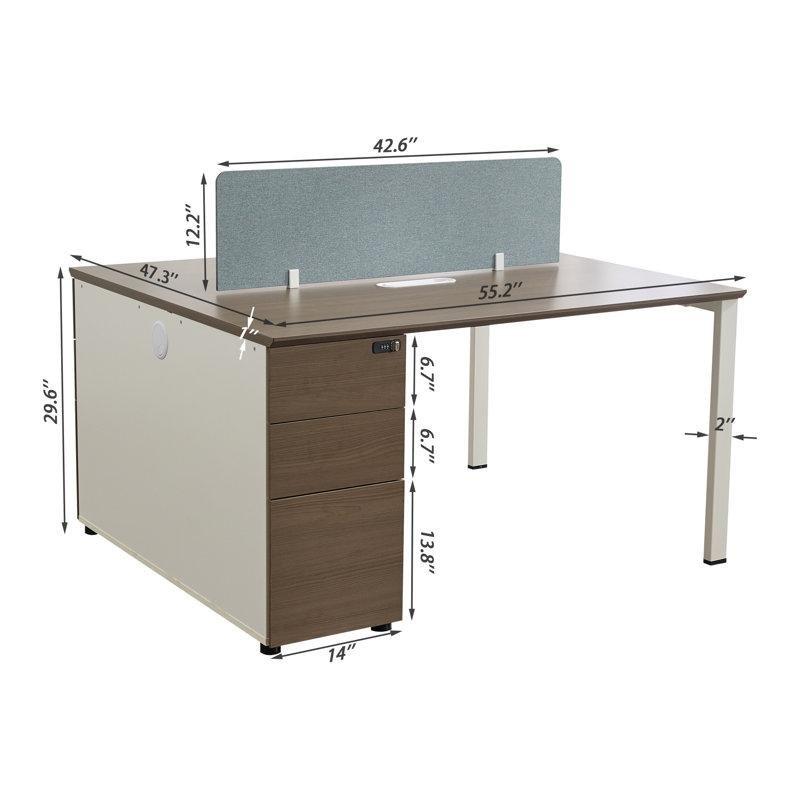 Çelik Ayaklı Modüler 6 Kişilik Dahili Prizli ve Bölmeli Ahşap Ofis Masası - 421x121 cm - 176757