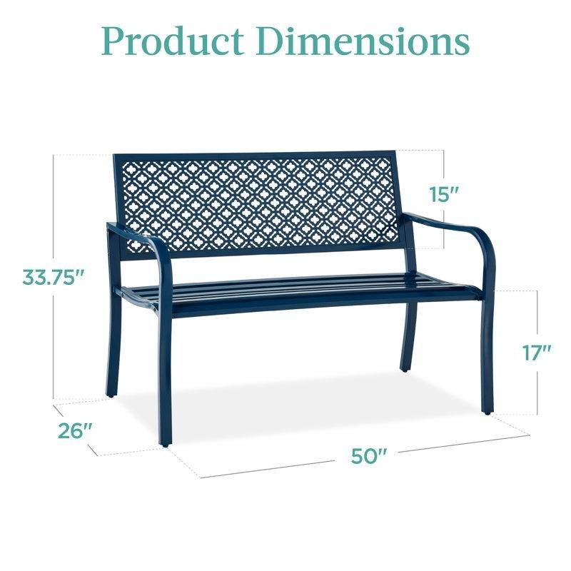 Çelik Geometrik Sırtlıklı Ayak Dengeleyicili Bahçe Bankı - 127 cm - 171949