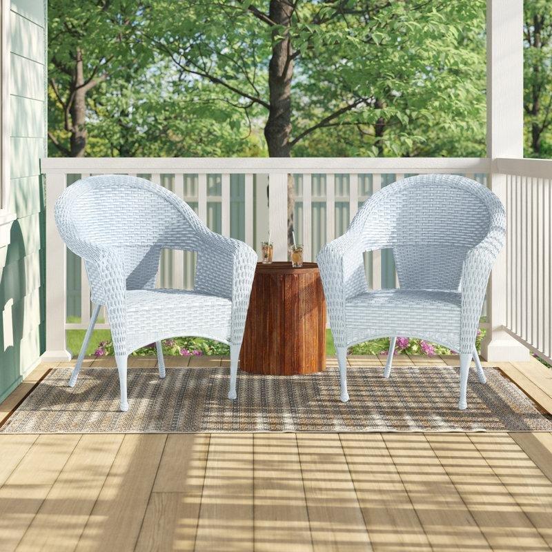 Çelik İskeletli Rattan İstiflenebilir Kolçaklı Bahçe Sandalyesi - 2li Set - 174807