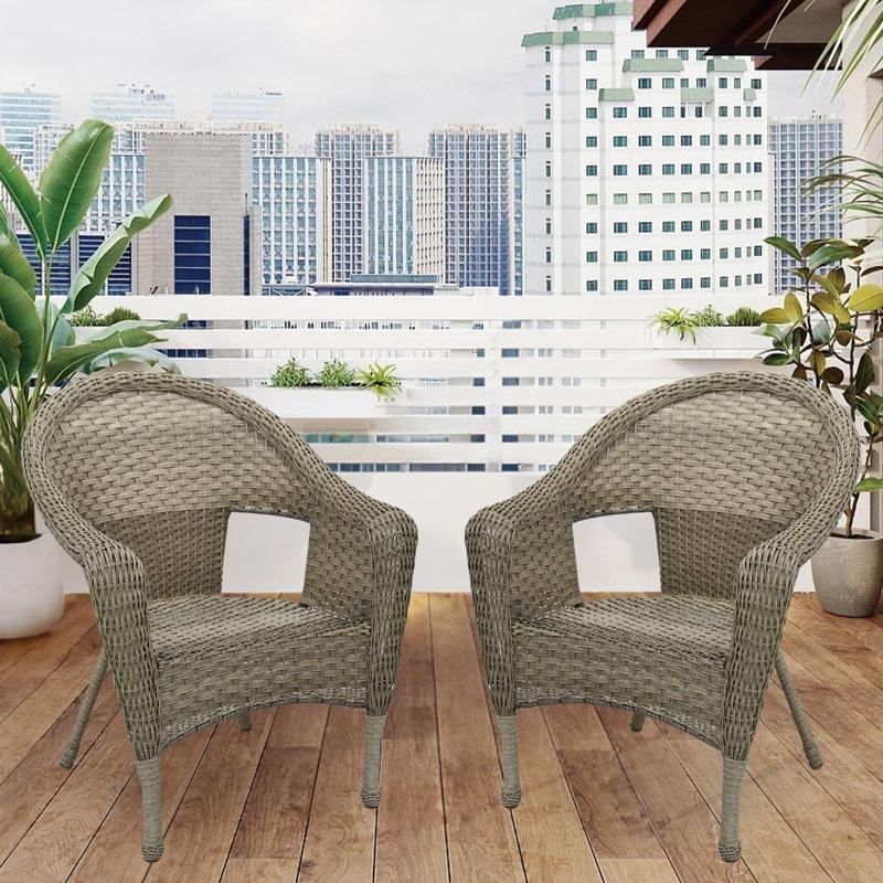 Çelik İskeletli Rattan İstiflenebilir Kolçaklı Bahçe Sandalyesi - 2li Set - 174807