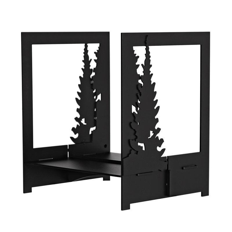 Çelik Lazer Kesim Tasarımlı Şömine Odunluk - 41x36x31 cm - 189111