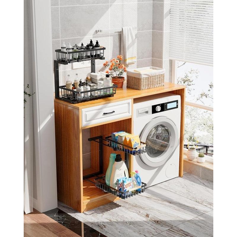 Çelik Sürgülü 2 Katlı Ayarlanabilir L Tipi Lavabo Altı Dolap İçi Raf Düzenleyici 2li Set - 183775