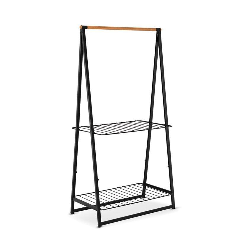 Çelik ve Bambu Ayarlanabilir İki Raflı Ayaklı Askılık - 99 cm - 165685