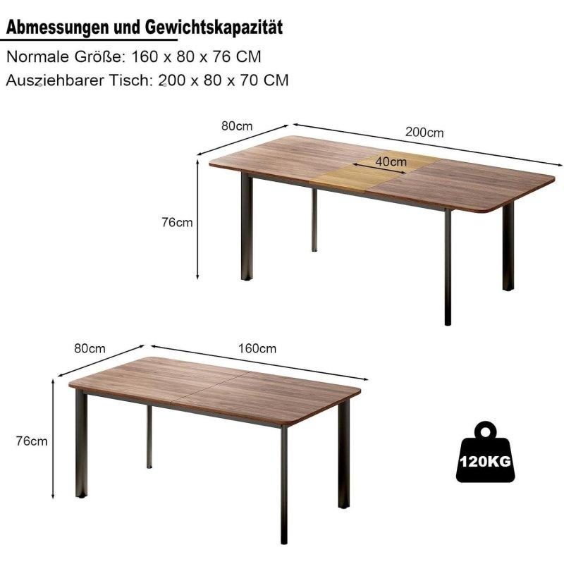 Ceviz Ahşap Açılabilir Bohem Yemek Masası - 160-200 cm - 237045