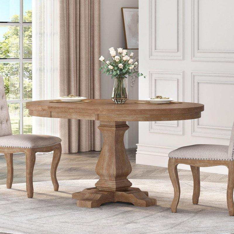 Ceviz Ahşap Açılabilir Tek Ayaklı Bohem Yemek Masası - 147 cm - 237766