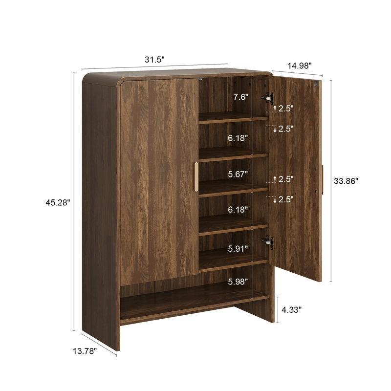 Ceviz Ahşap Ayarlanabilir Raflı 24 Çift Kapasiteli Ayakkabılık - 81x36x116 cm - 229998