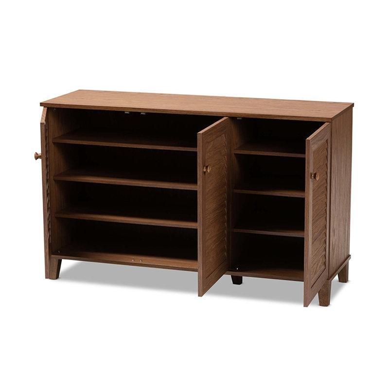 Ceviz Ahşap Çekmeceli 3 Kapaklı Ayakkabılık - 113x38x70 cm - 229139