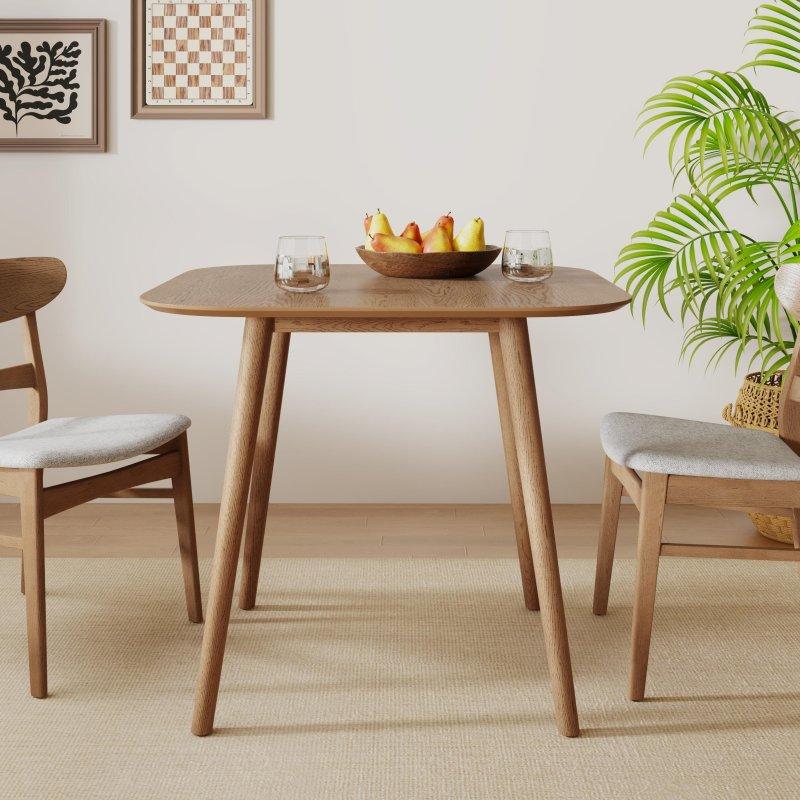 Ceviz Ahşap Kare Konik Ayaklı Bohem Yemek Masası - 91x91 cm - 238187