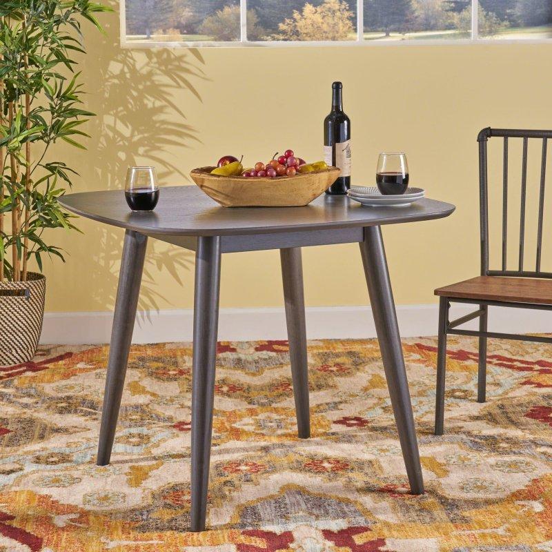 Ceviz Ahşap Kare Konik Ayaklı Bohem Yemek Masası - 91x91 cm - 238187
