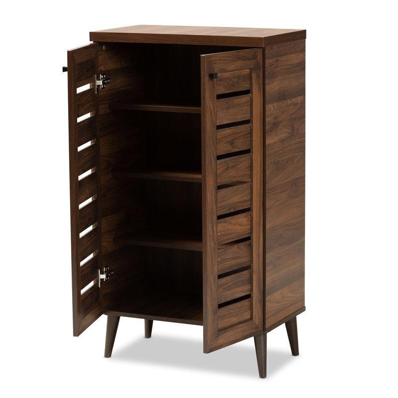 Ceviz Ahşap Panjurlu 2 Kapaklı Ayakkabılık - 107x60x34 cm - 229542