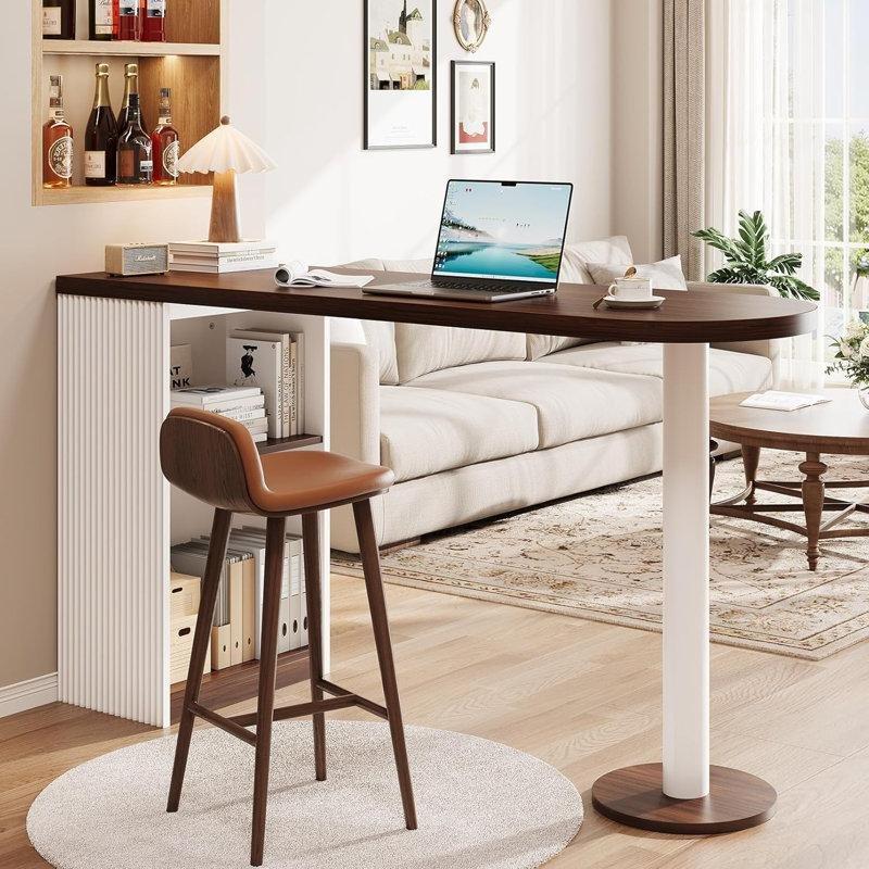Ceviz Ahşap Raflı Bar Masası - 140 cm - 231840