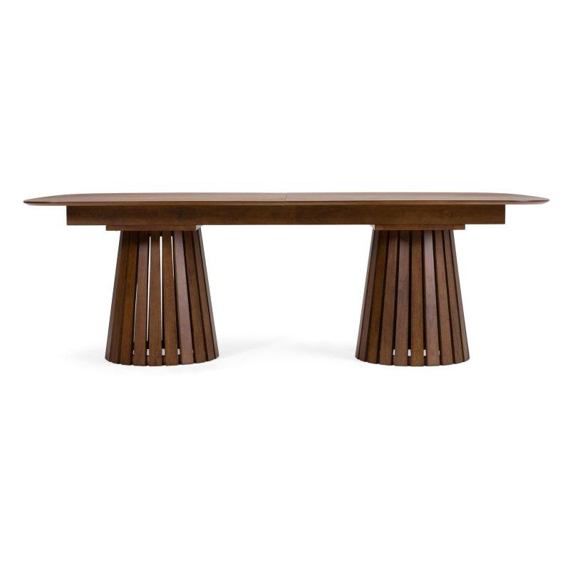 Ceviz Kaplama ve Masif Kauçuk Ağacı Açılabilir Bohem Yemek Masası - 300x120 cm - 237482