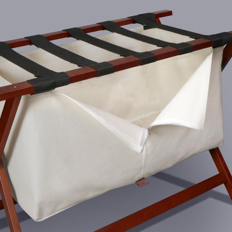 Ceviz Masif Ahşap Fermuarlı Çamaşır Torbalı Ekstra Geniş Valiz Sehpası - 87 cm - 186970