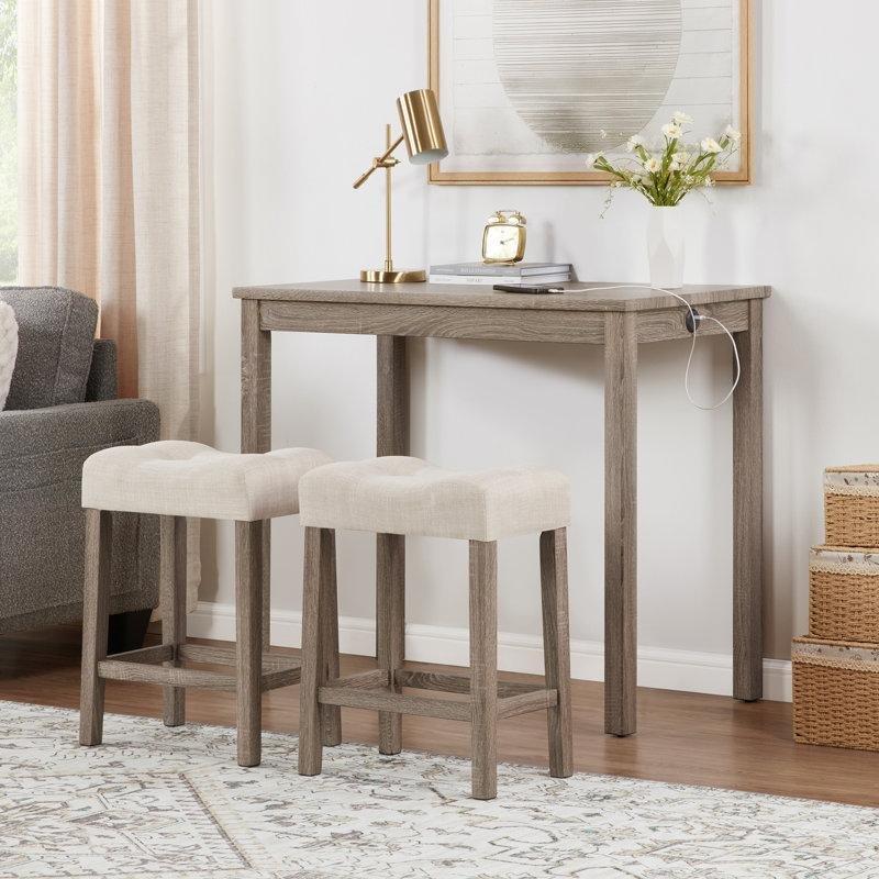 Ceviz Masif Ahşap USB Portlu Tabureli Koltuk Arkası Dresuar - 106 cm - 217875