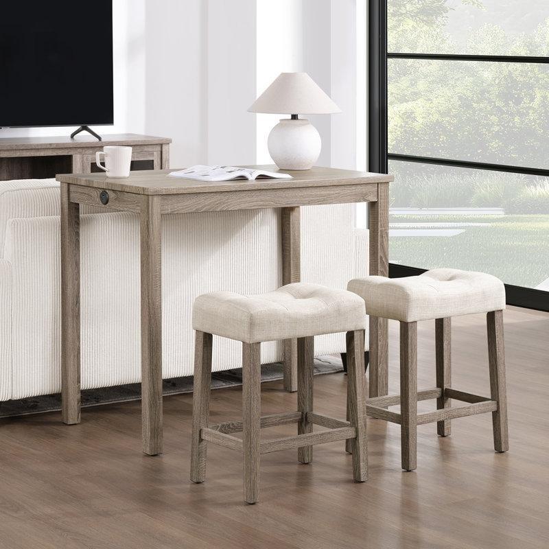 Ceviz Masif Ahşap USB Portlu Tabureli Koltuk Arkası Dresuar - 106 cm - 217875