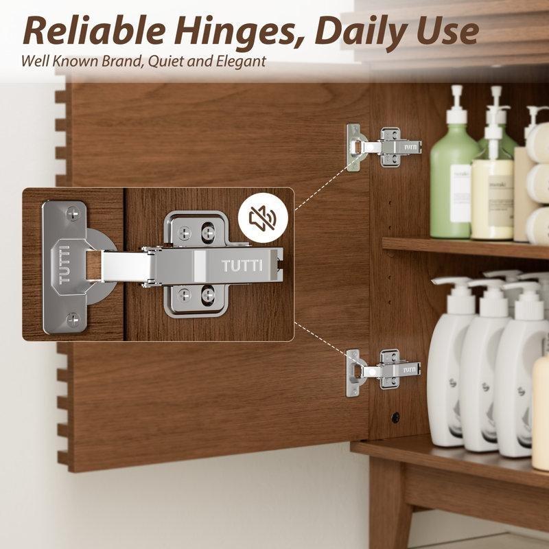 Ceviz Masif Ahşap Yavaş Kapanır Seramik Lavabolu Banyo Dolabı - 92 cm - 199642