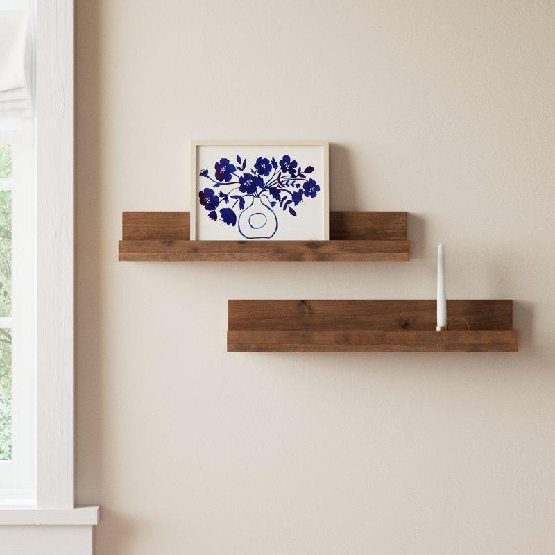 Ceviz Masif Kızılağaç 2li Set Resim Çerçevesi Duvar Rafı - 72 cm - 180264
