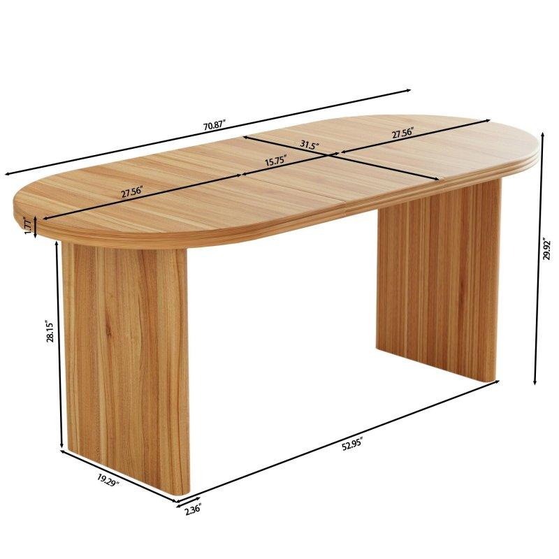 Ceviz MDF Açılabilir Oval Bohem Yemek Masası - 140-180 cm - 237511