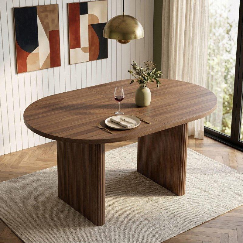 Ceviz MDF Büyüyebilen Oval Bohem Yemek Masası - 140-200 cm - 235845