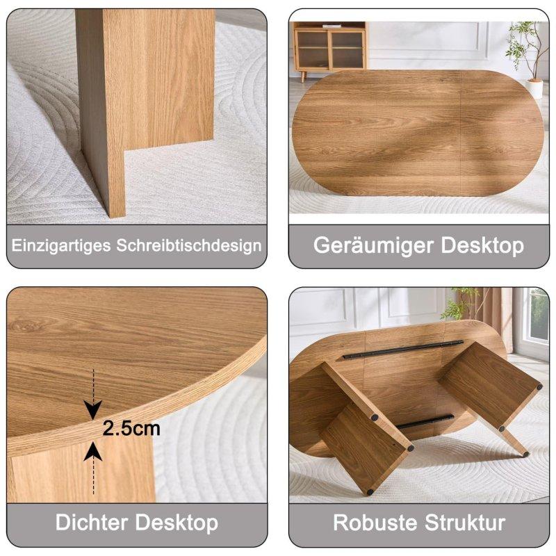 Ceviz MDF Oval 4-6 Kişilik Bohem Yemek Masası - 180x90 cm - 235548