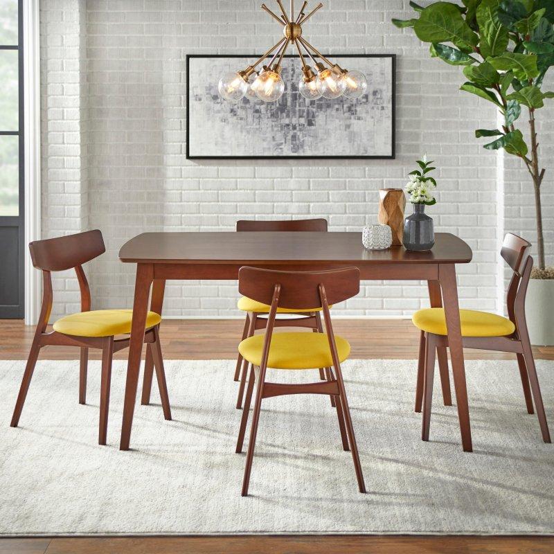 Ceviz MDF ve Masif Kayın 6 Kişilik Bohem Yemek Masası - 141x81 cm - 238024