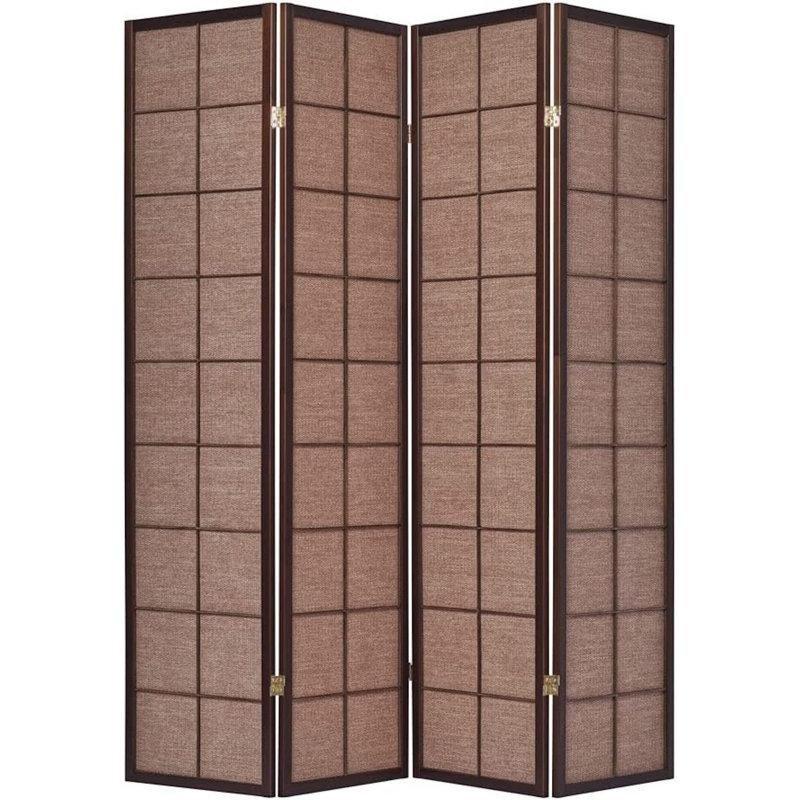 Ceviz Rattan Dokulu Masif Çam Ahşap Katlanır Paravan - 181x178 cm - 184552