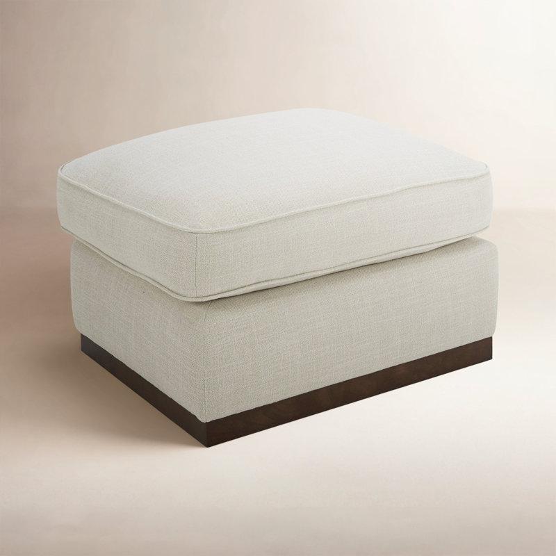 Ceviz Rengi Ahşap Kaideli Yırtılmaya Dirençli Keten Kumaş Puf - 70x54 cm - 165205