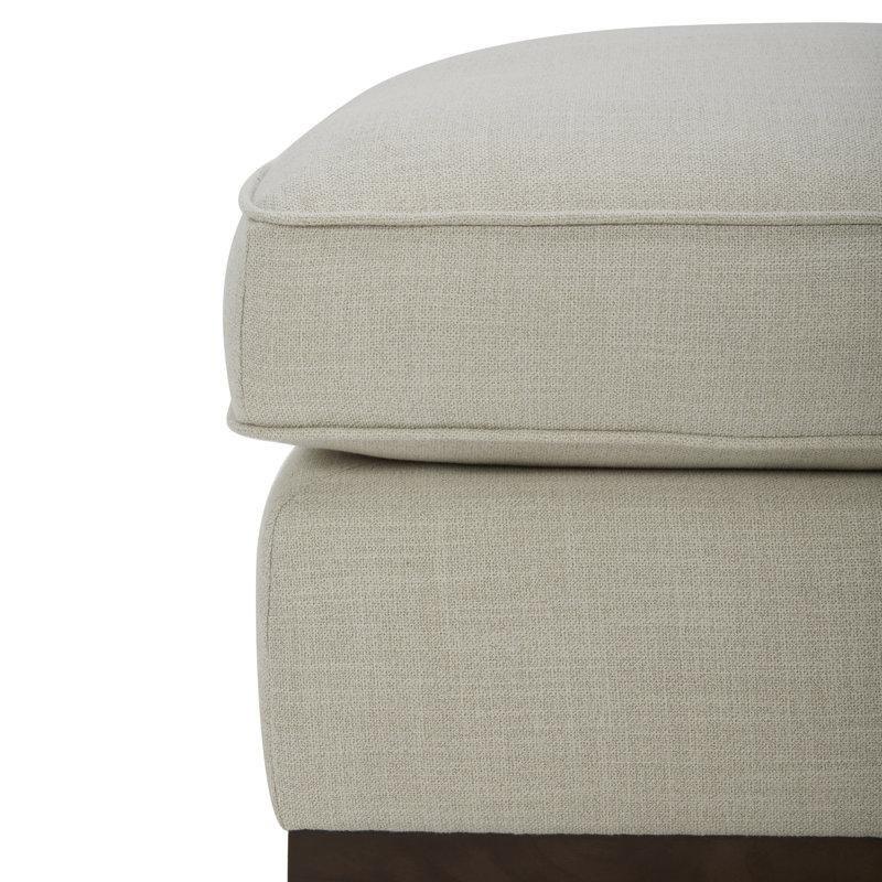 Ceviz Rengi Ahşap Kaideli Yırtılmaya Dirençli Keten Kumaş Puf - 70x54 cm - 165205