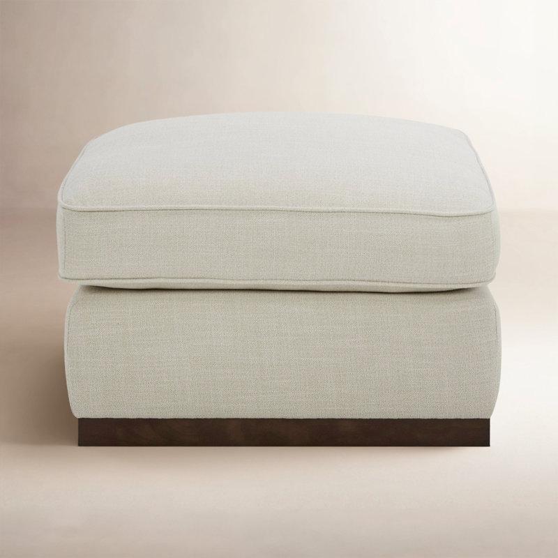 Ceviz Rengi Ahşap Kaideli Yırtılmaya Dirençli Keten Kumaş Puf - 70x54 cm - 165205