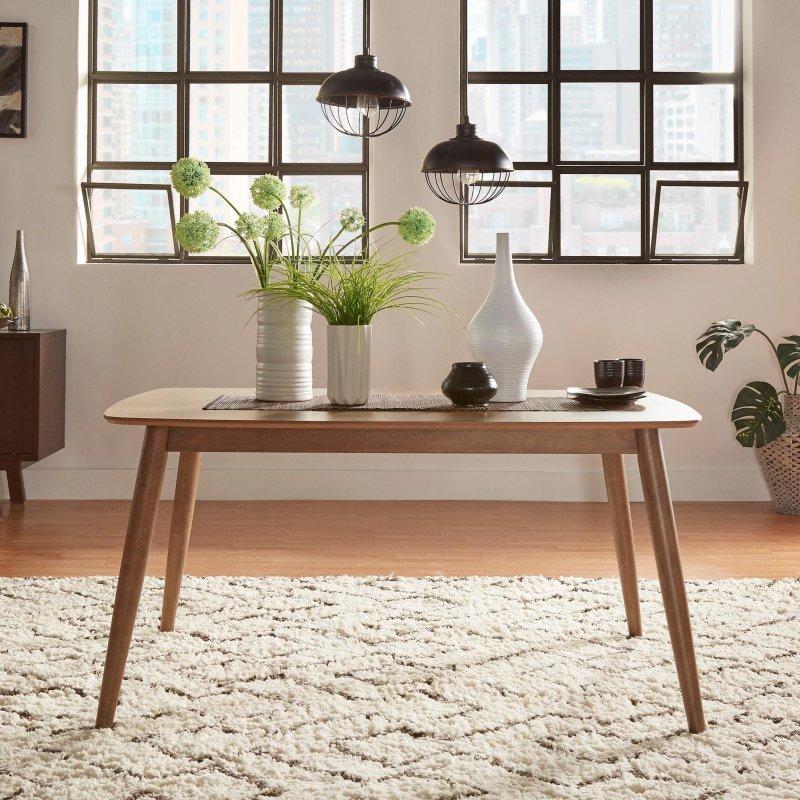 Ceviz Rengi Ahşap Konik Açılı Ayaklı Bohem Yemek Masası - 160 cm - 237919