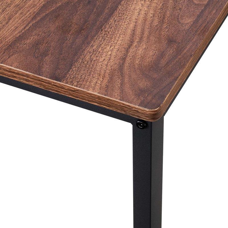 Ceviz Rengi Ahşap ve Siyah Metal 4 Tabureli Dikdörtgen Bar Masası Seti - 120x60x92 cm - 231490