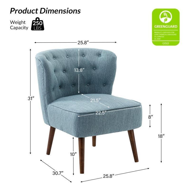 Ceviz Rengi Masif Ahşap Ayaklı Kapitoneli Modern 2li Set Tekli Koltuk - 66 cm - 203621