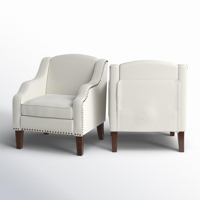 Ceviz Rengi Masif Ahşap Ayaklı Zımba Detaylı 2li Set Tekli Koltuk - 203704