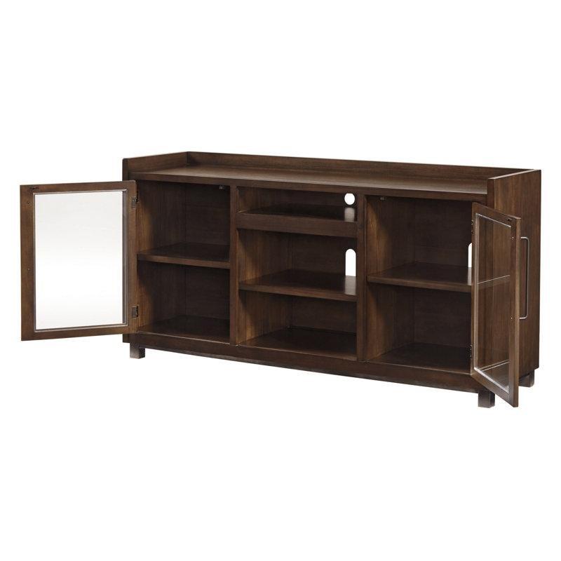 Ceviz Rengi Masif Ahşap Şömineli TV Ünitesi - 179 cm - 220010