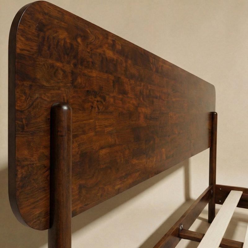 Ceviz Rengi Masif Ahşap Yatak Başlıklı Platform Bohem Yatak Odası - 220x211 cm - 181731