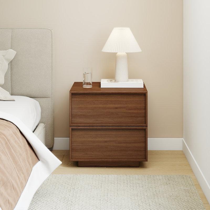 Ceviz Rengi MDF İki Çekmeceli İkili Set Komodin - 49x49x43 cm - 224647