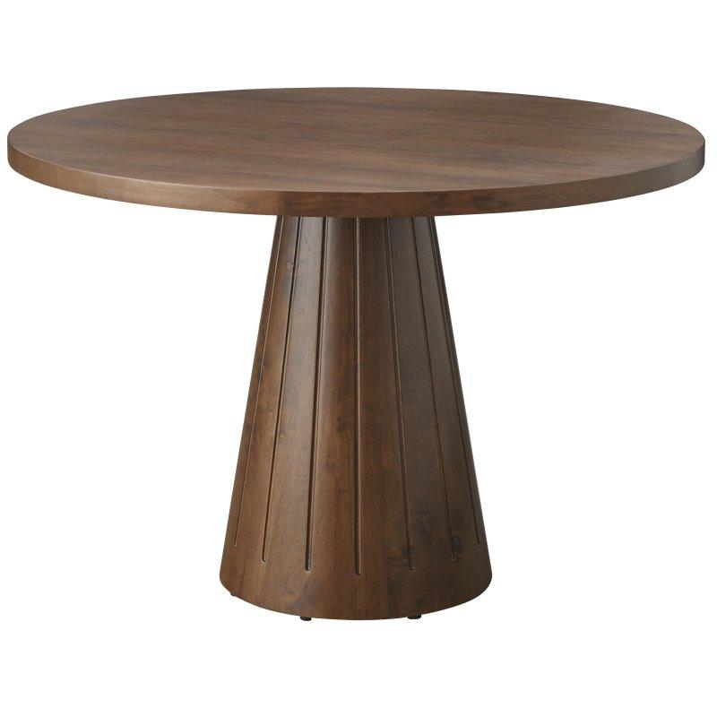 Ceviz Rengi MDF ve Kauçuk Ağacı Yivli Kaide Ayaklı Bohem Yemek Masası - 115 cm - 237870