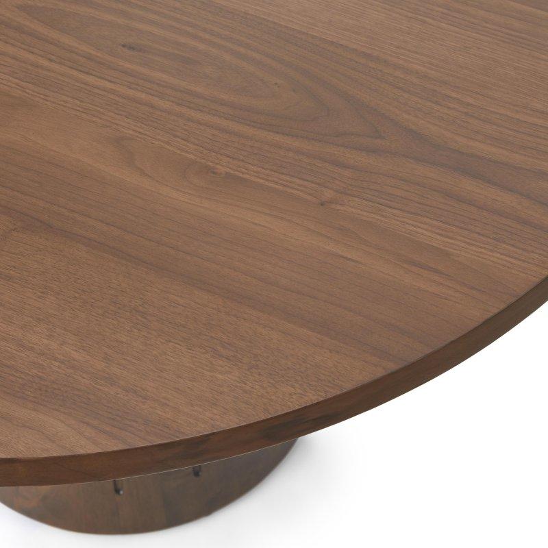 Ceviz Rengi MDF ve Kauçuk Ağacı Yivli Kaide Ayaklı Bohem Yemek Masası - 115 cm - 237870