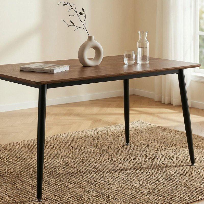 Ceviz Rengi Metal Ayaklı MDF Bohem Yemek Masası - 120x80 cm - 236671