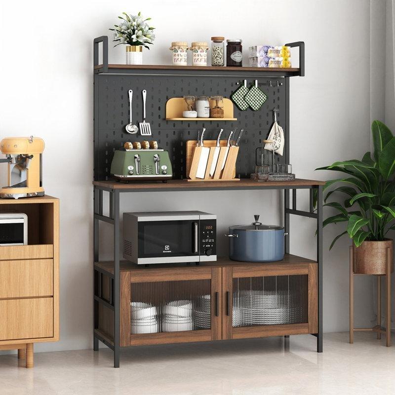 Ceviz Sunta ve Demir Kapaklı Delikli Panolu Mutfak Rafı - 100x41x147 cm - 163870 Ceviz Sunta ve Demir Kapaklı Delikli Panolu Mutfak Rafı - 100x41x147 cm - 163870