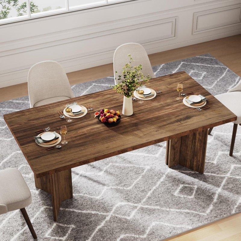 Ceviz Suntalam Rustik Dikdörtgen Bohem Yemek Masası - 161x81 cm - 237934