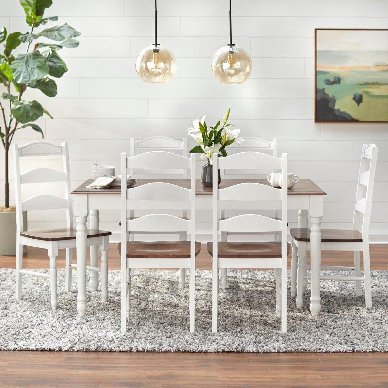 Ceviz ve Beyaz Kauçuk Ağacı Tornalı Ayaklı 6 Kişilik Dikdörtgen Bohem Yemek Masası - 153x92 cm - 238079