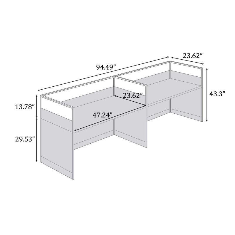 Ceviz ve Gri Alüminyum Bölmeli İki Kişilik Ofis Masası - 240 cm - 176701