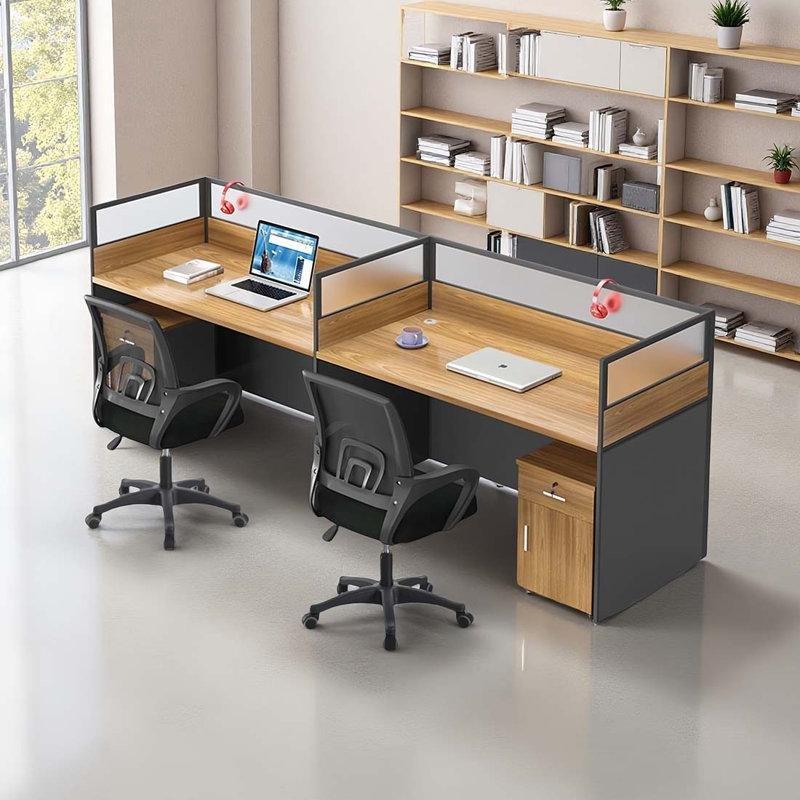 Ceviz ve Gri Alüminyum Bölmeli İki Kişilik Ofis Masası - 240 cm - 176701