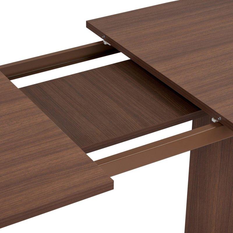 Ceviz ve Traverten Desenli Metal Ayaklı Açılabilir Oval Bohem Yemek Masası - 160-200 cm - 237038