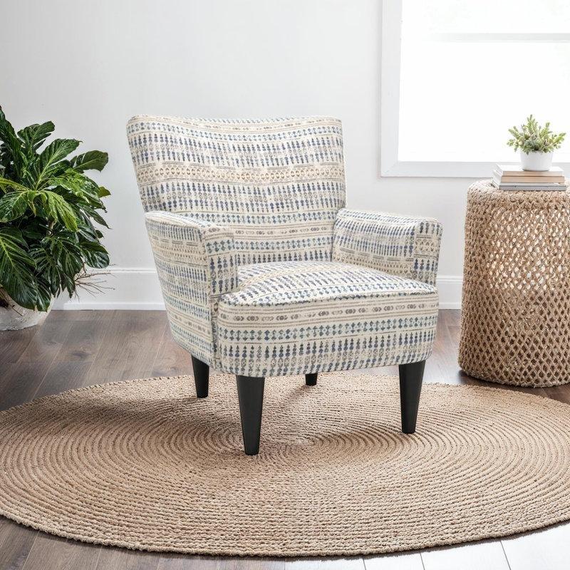 Çiçek Desenli Masif Ahşap Ayaklı Gömme Kollu Tekli Koltuk - 204571