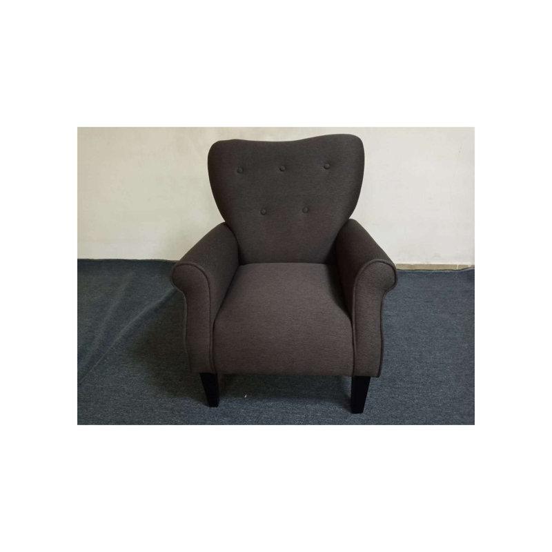 Çiçek Desenli Polyester Kapitoneli Kıvrık Kollu Masif Ahşap Tekli Koltuk - 77 cm - 203760